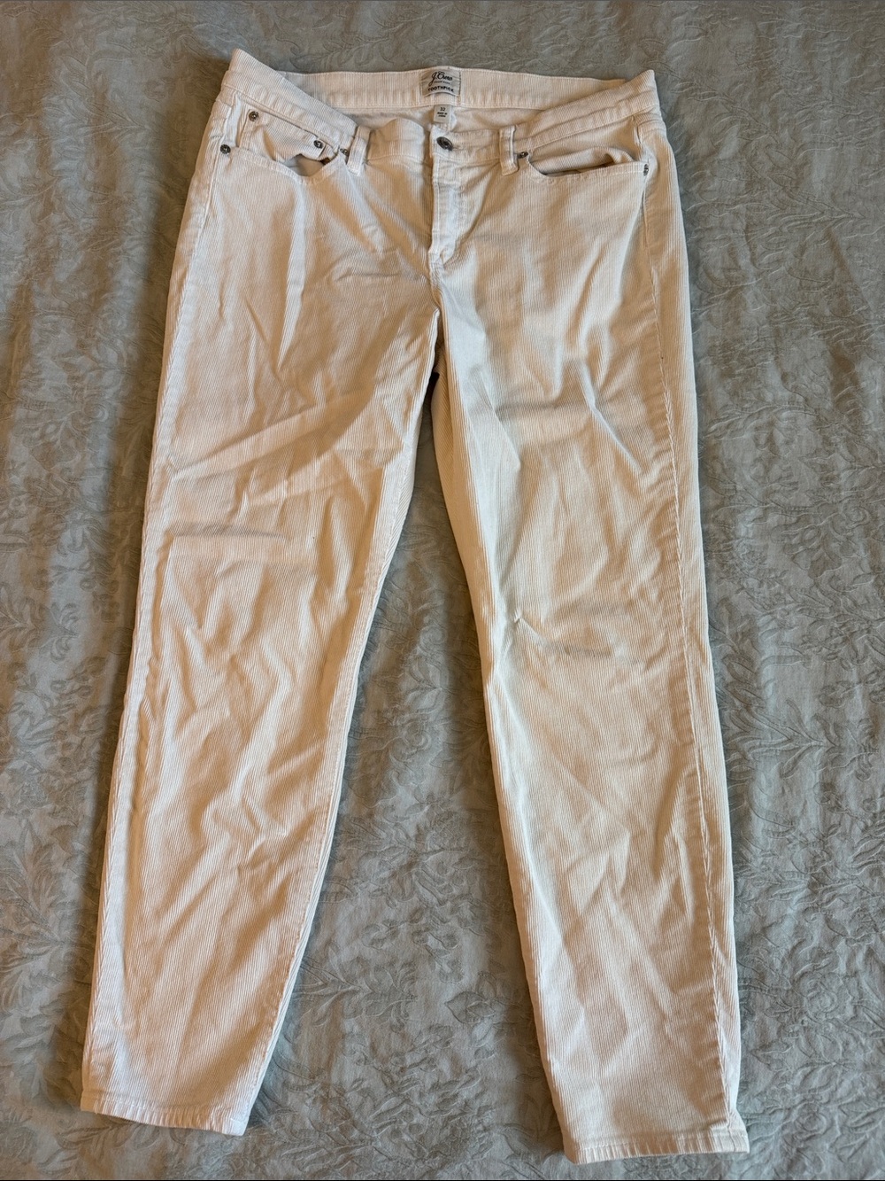 J. Crew Off White Cream Straight-Leg Toothpick Corduroy Pants